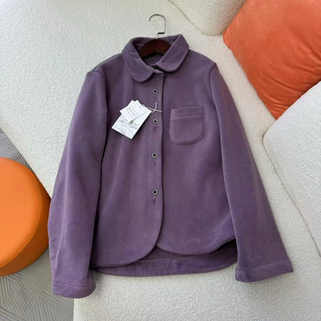 秋季女长袖摇粒绒衬衫加厚衬衣外套