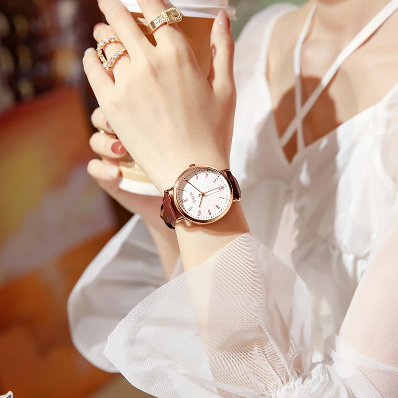 聚利时手表女士爆款气质时尚复古防水大表盘学生女生品牌石英表