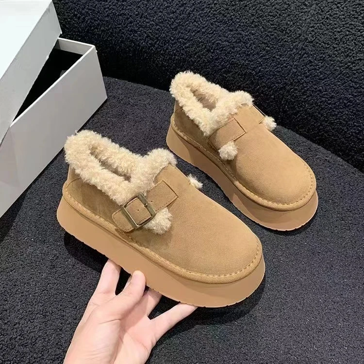 厚底雪地靴女加绒加厚2023秋冬新款保暖时尚百搭爆款平底休闲鞋