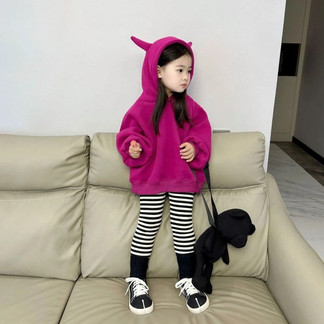 巴拉甄选女童秋冬装套装2023新款女宝宝洋气卫衣小女孩加绒条纹打