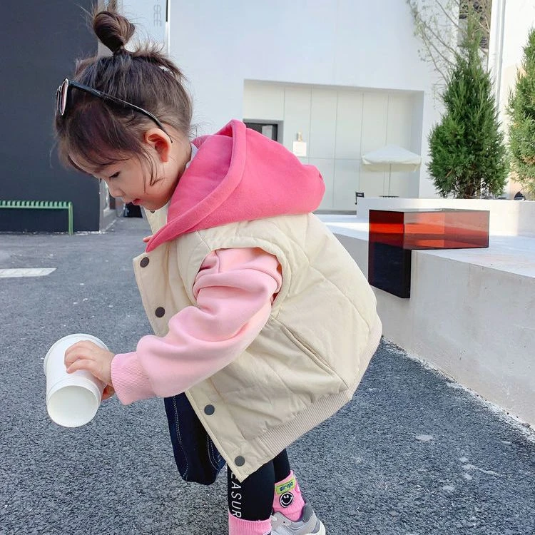 【小扬哥推荐】女童棉马甲2023新款秋款儿童连帽加绒加厚马甲女宝