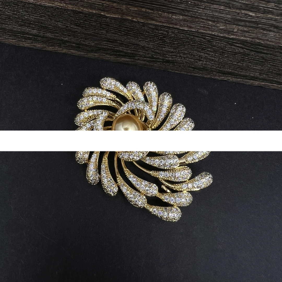铜合金合成锆石胸针 2973黄颜色烟花胸针X82973