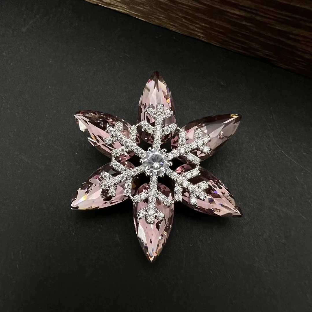 铜合金合成锆石胸针 0469紫色六芒星雪花-胸针XC04697T010100