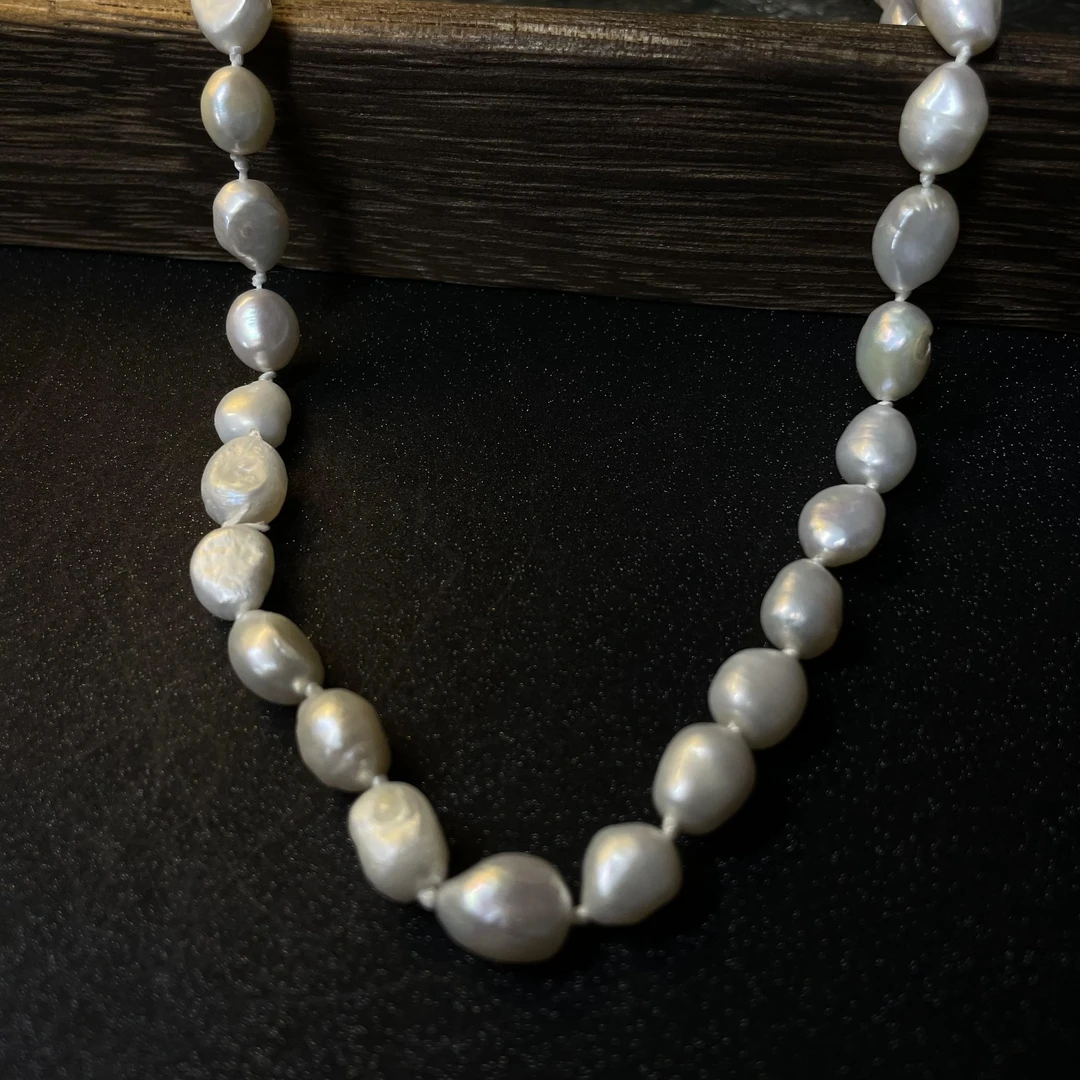 铜合金合成锆石项链 2825（90）白色巴洛克珠珠项链