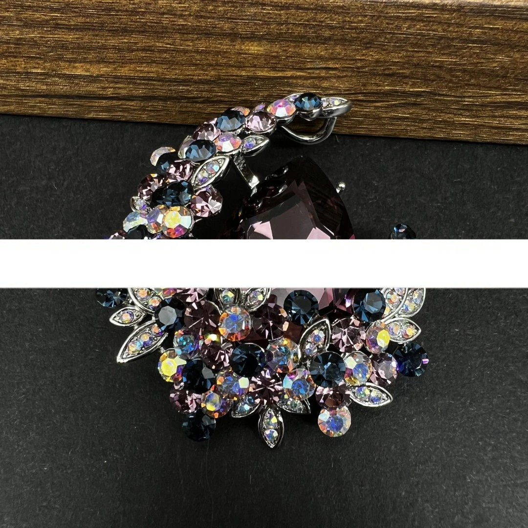 铜合金合成锆石胸针 1223蓝紫色钻钻月亮-胸针8LXT1223-1B
