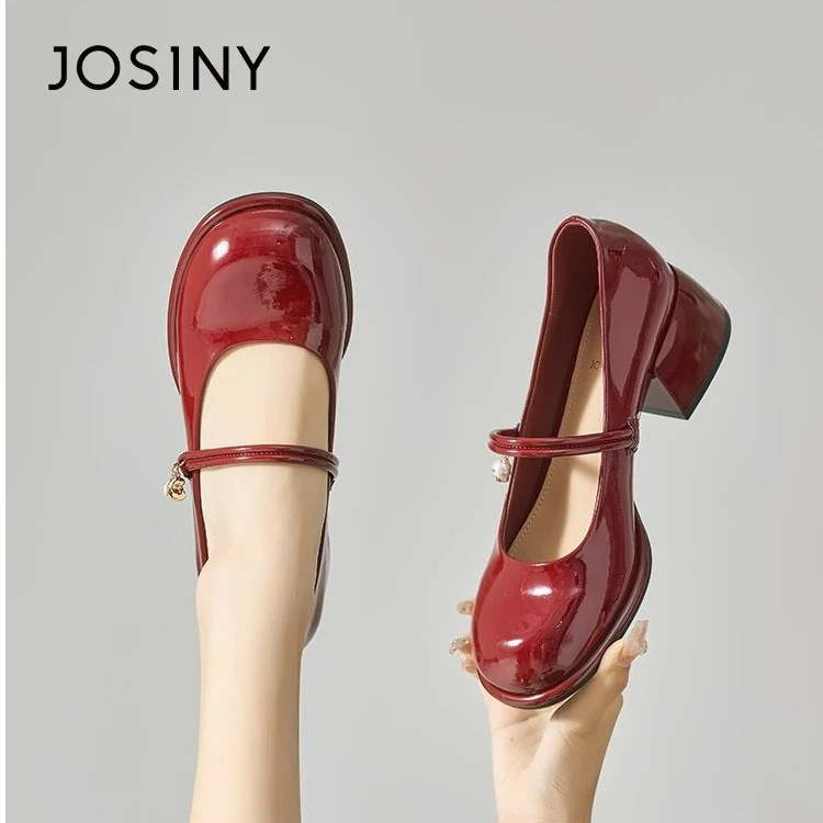 卓诗尼粗跟玛丽珍鞋女高跟单鞋气质单鞋一字带女鞋新娘鞋婚鞋温柔