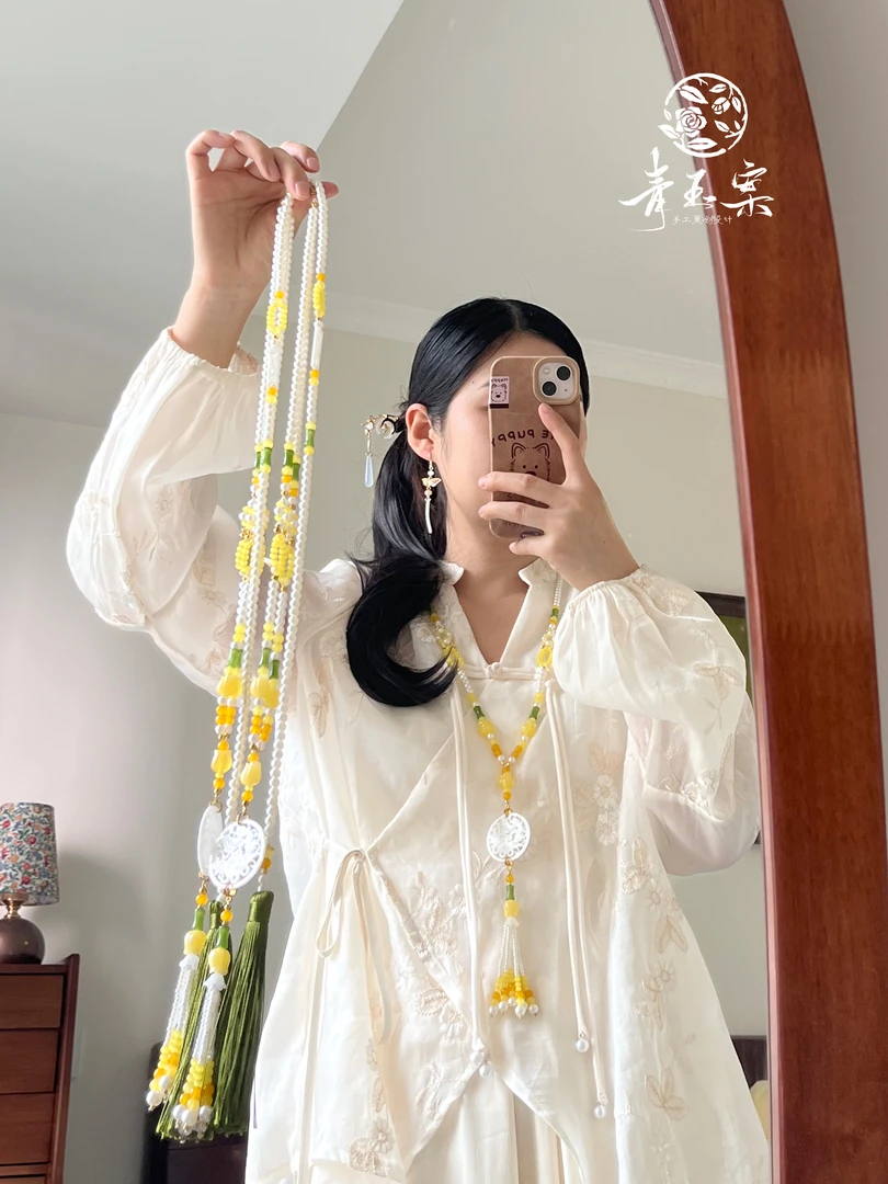 《只此青绿》璎珞背云珍珠汉服旗袍配饰新中式配饰