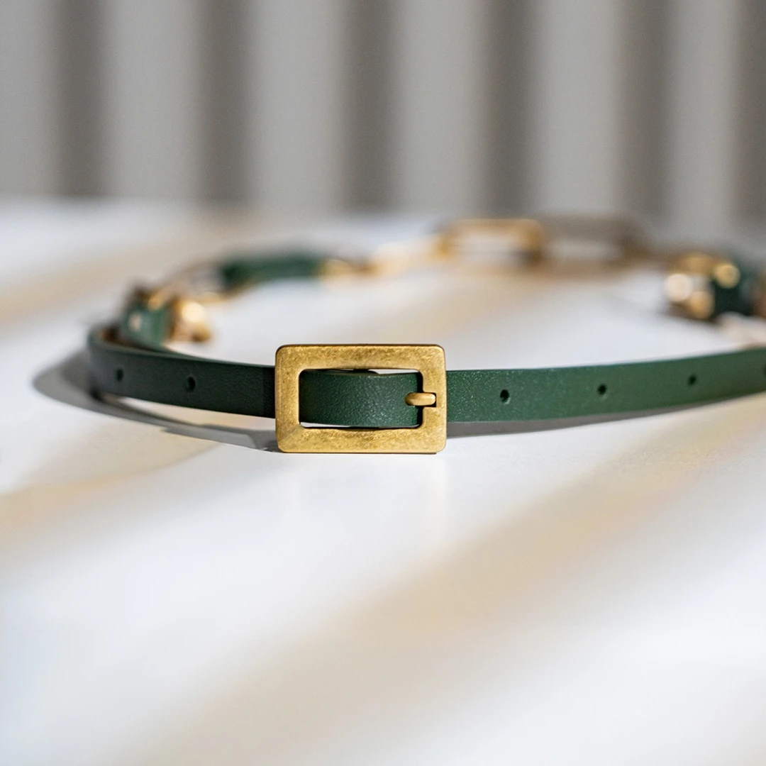 AMASS/阿玛施新款绿色时尚百搭牛皮链条腰带5900341-9X47939-007