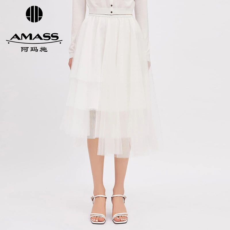 AMASS/阿玛施时尚气质细闪高腰蓬蓬仙女纱裙5200135