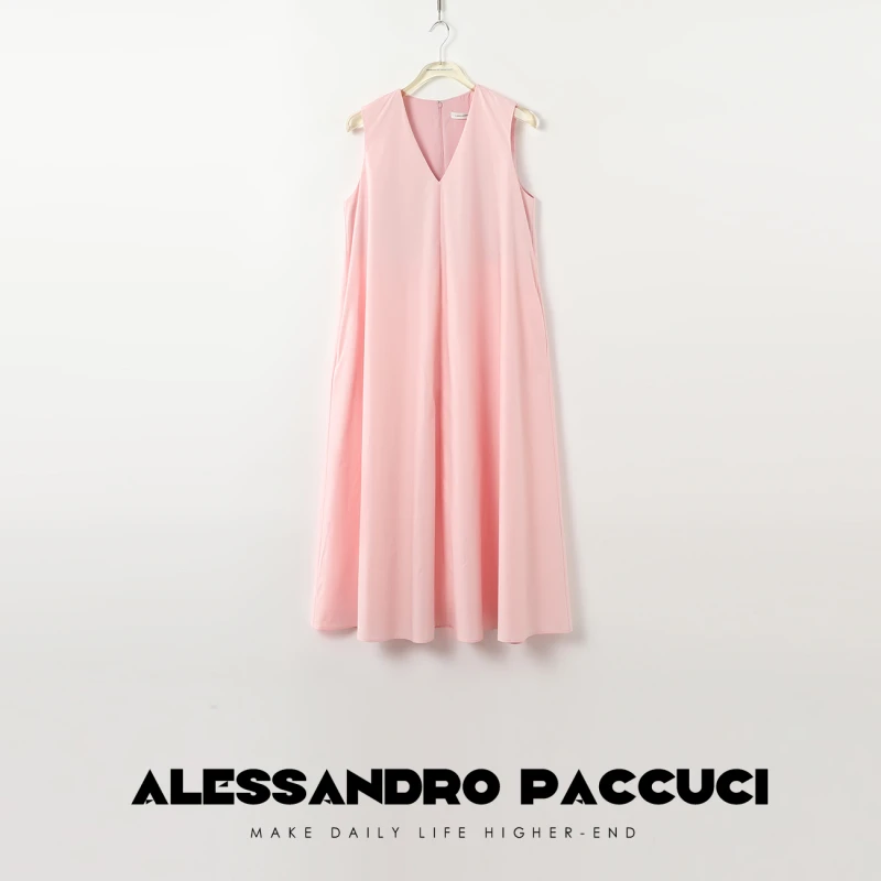 AP洛哥42053LL纯棉亲肤工装休闲风V领无袖连衣裙