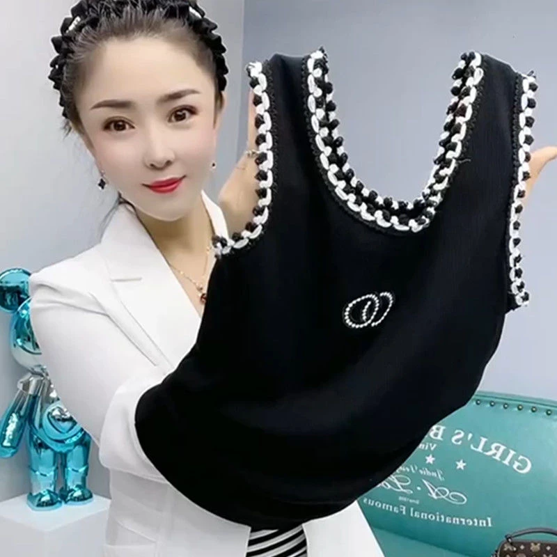 网红爆款小香风吊带背心修身显瘦潮流减龄2023新款内搭无袖上衣女