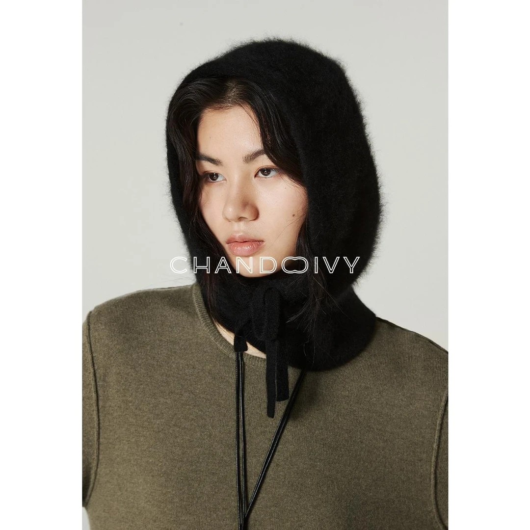 CHANDOOIVY复古造型神器 ZB水洗拉绒白羊绒_巴拉克拉法帽针织暖帽