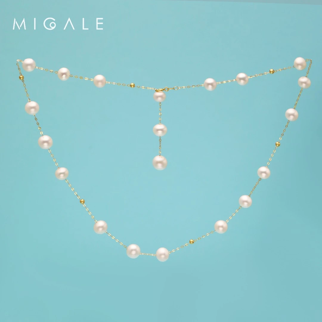 芈伽勒18K金20珠白珍珠满天星  C318