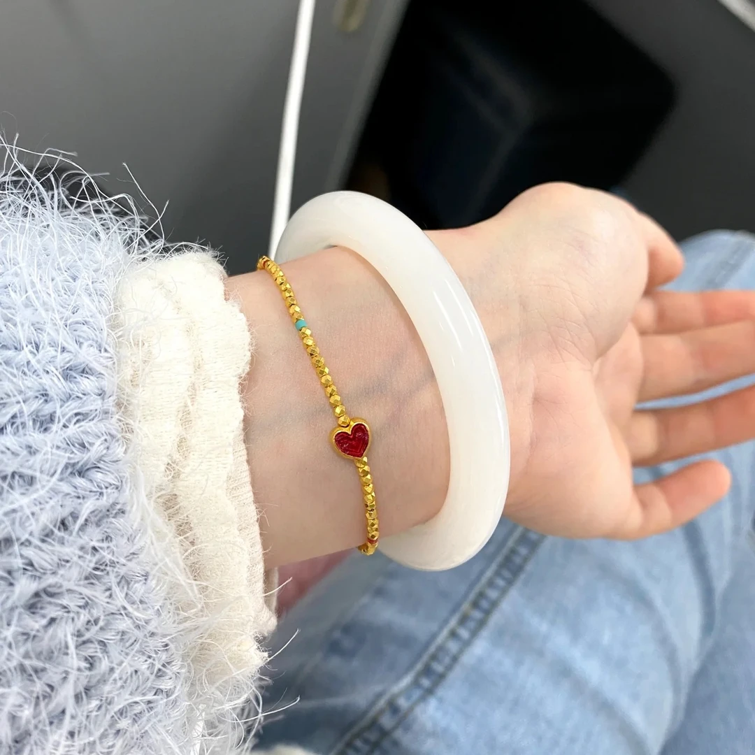 爆火羊脂级白月光玉手镯精品金丝玉新疆玉石镯子女款时尚百搭首饰