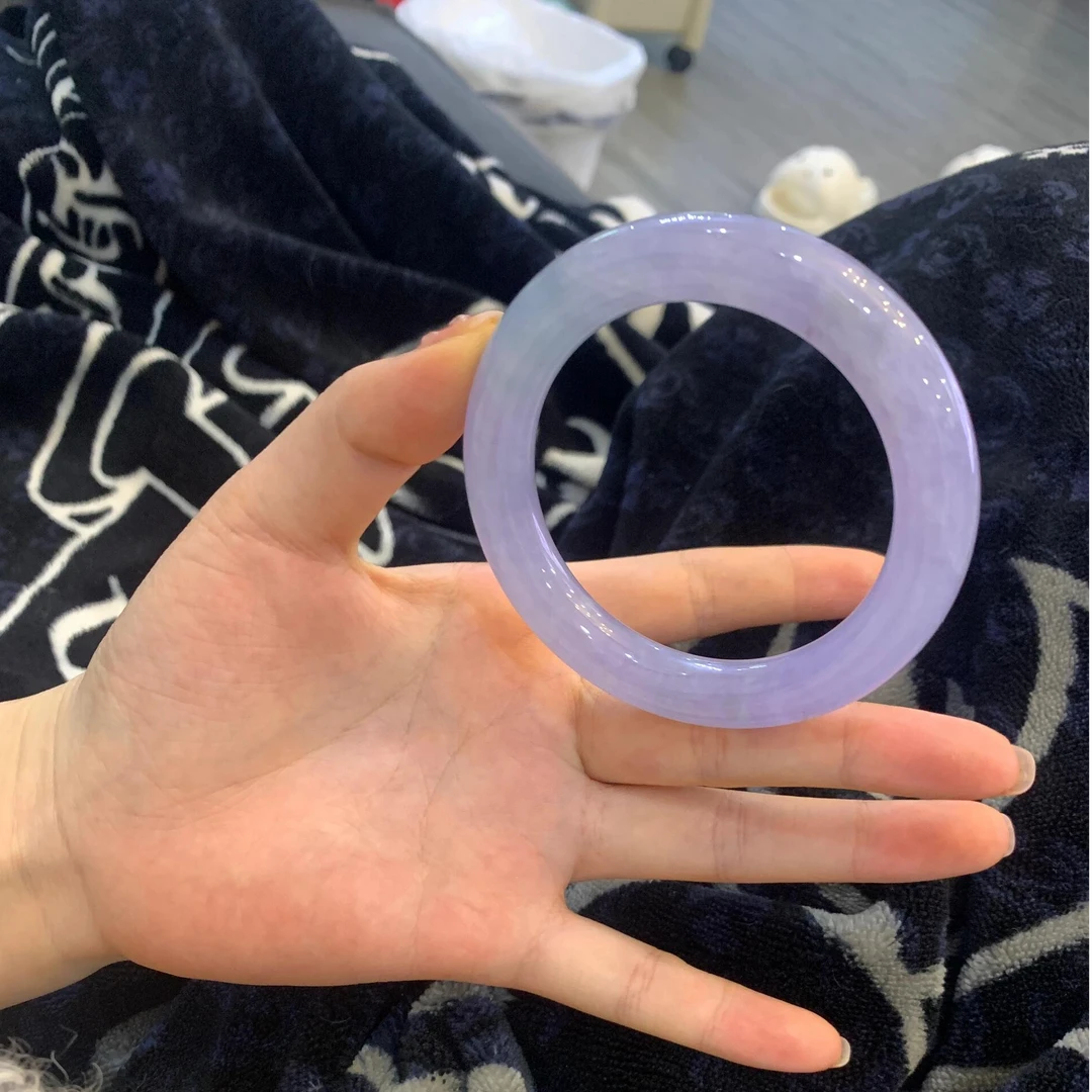 高品冰糯种紫罗兰玉镯天然翡色妖紫玉髓玛瑙手镯送老婆多样性发一