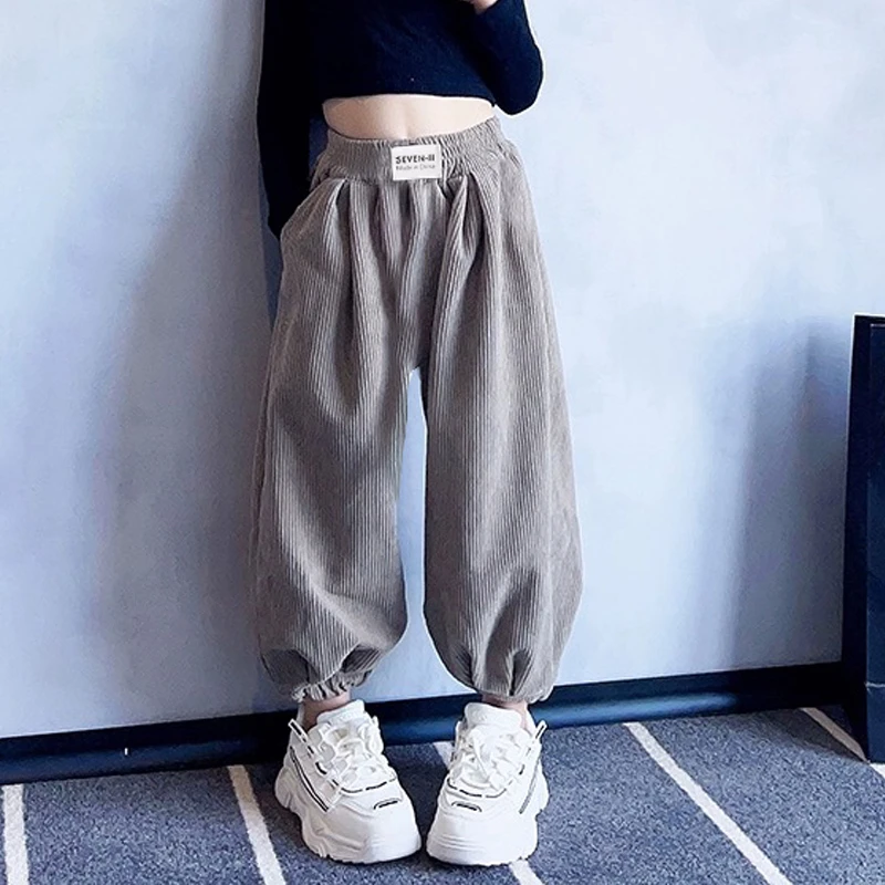儿童裤子秋季新款宽松洋气长裤男女中小童灯芯绒休闲裤外穿百搭潮