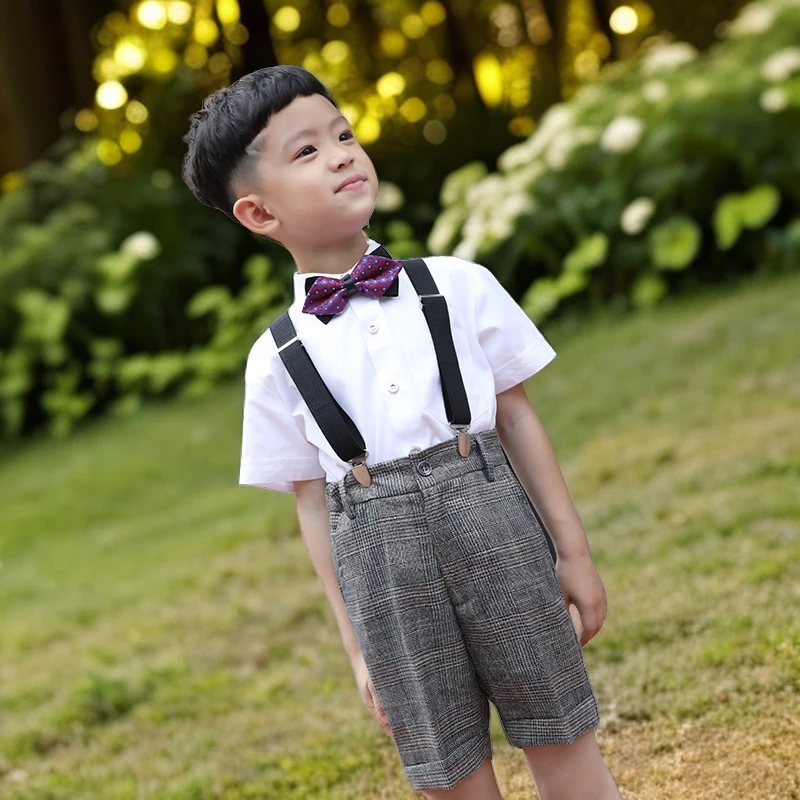 儿童套装西装礼服男童夏季帅气主持人英伦宝宝婚礼花童男孩英伦风