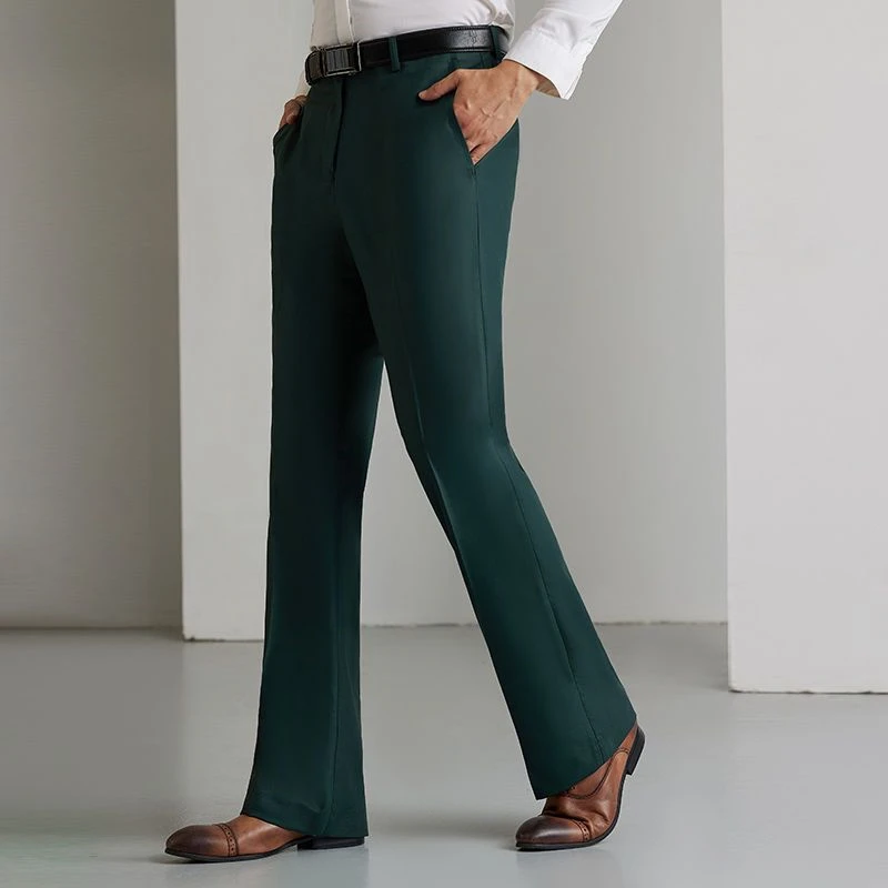 青年修身阔腿喇叭西裤男韩版休闲垂感大脚西装裤英伦时尚中腰男裤