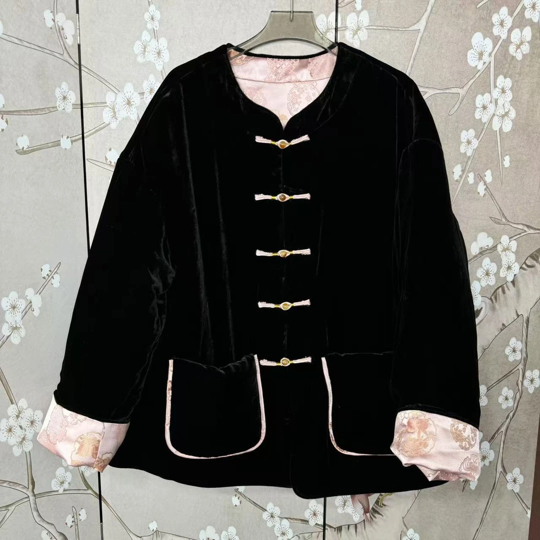 【丝绒棉服】新中式丝绒双面穿棉服外套上衣