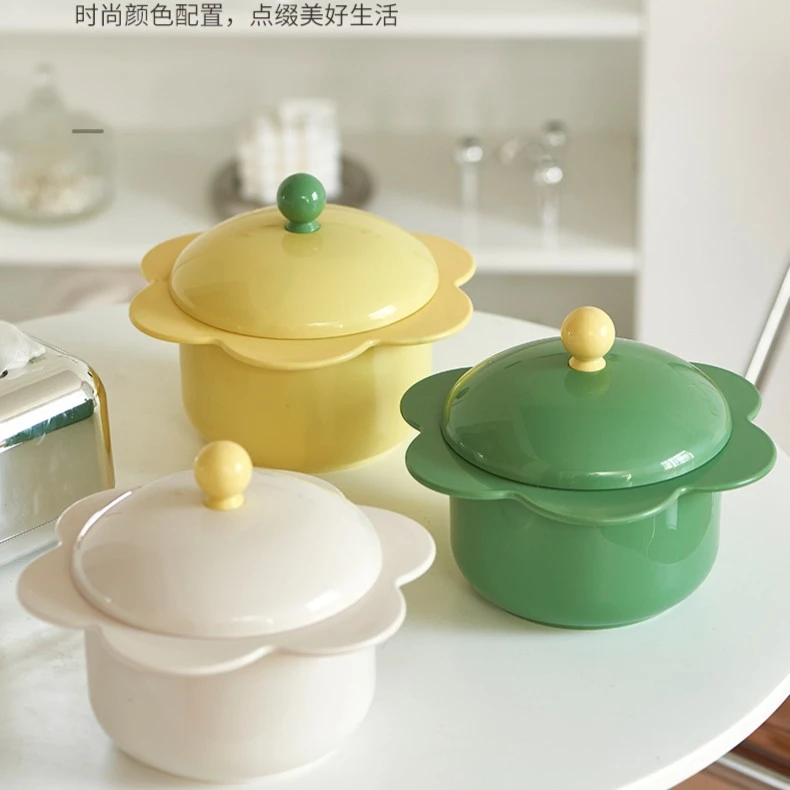 创意太阳花朵泡面小清新碗防烫304不锈钢带盖可爱少女心ins风汤碗