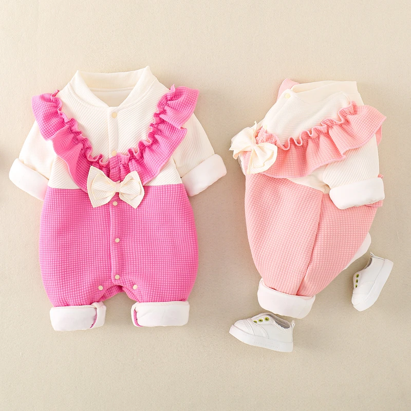 包屁衣秋冬款女宝外穿满月薄棉衣服连体衣可爱超萌百日宴公主哈衣