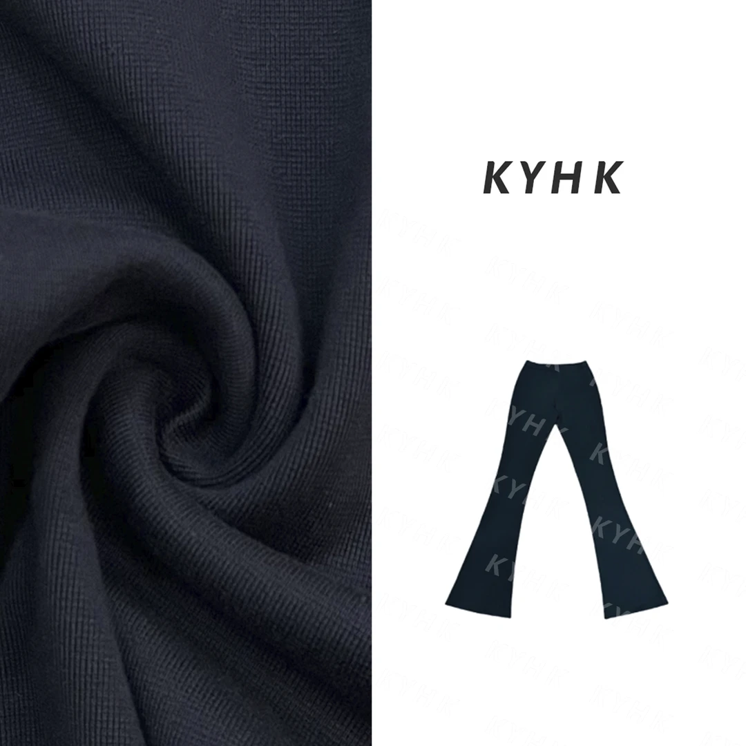 KYHK百搭纯色微喇修身加绒马蹄裤241135