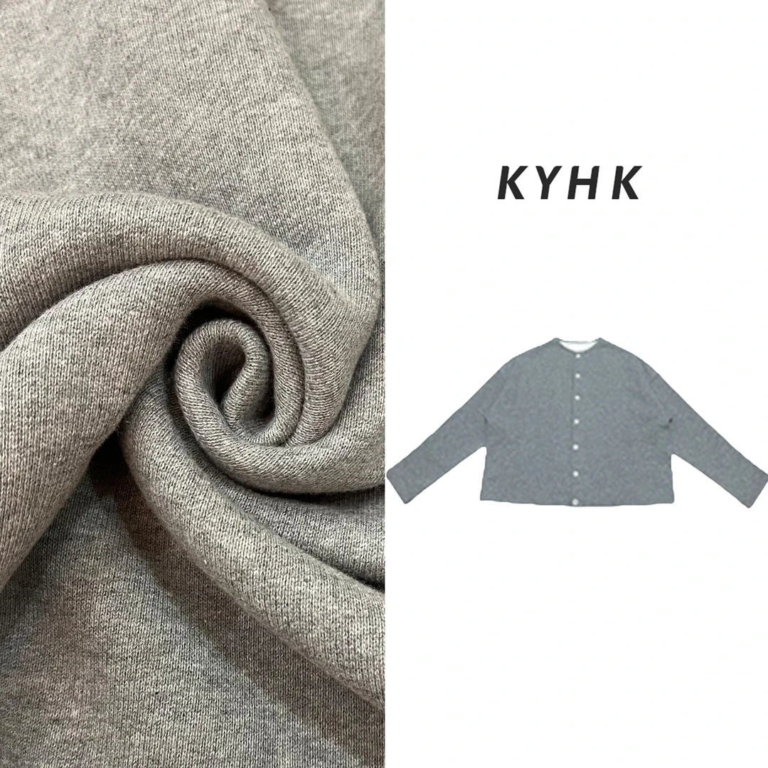 KYHK2023小圆领长袖排扣百搭纯棉卫衣短外套231225