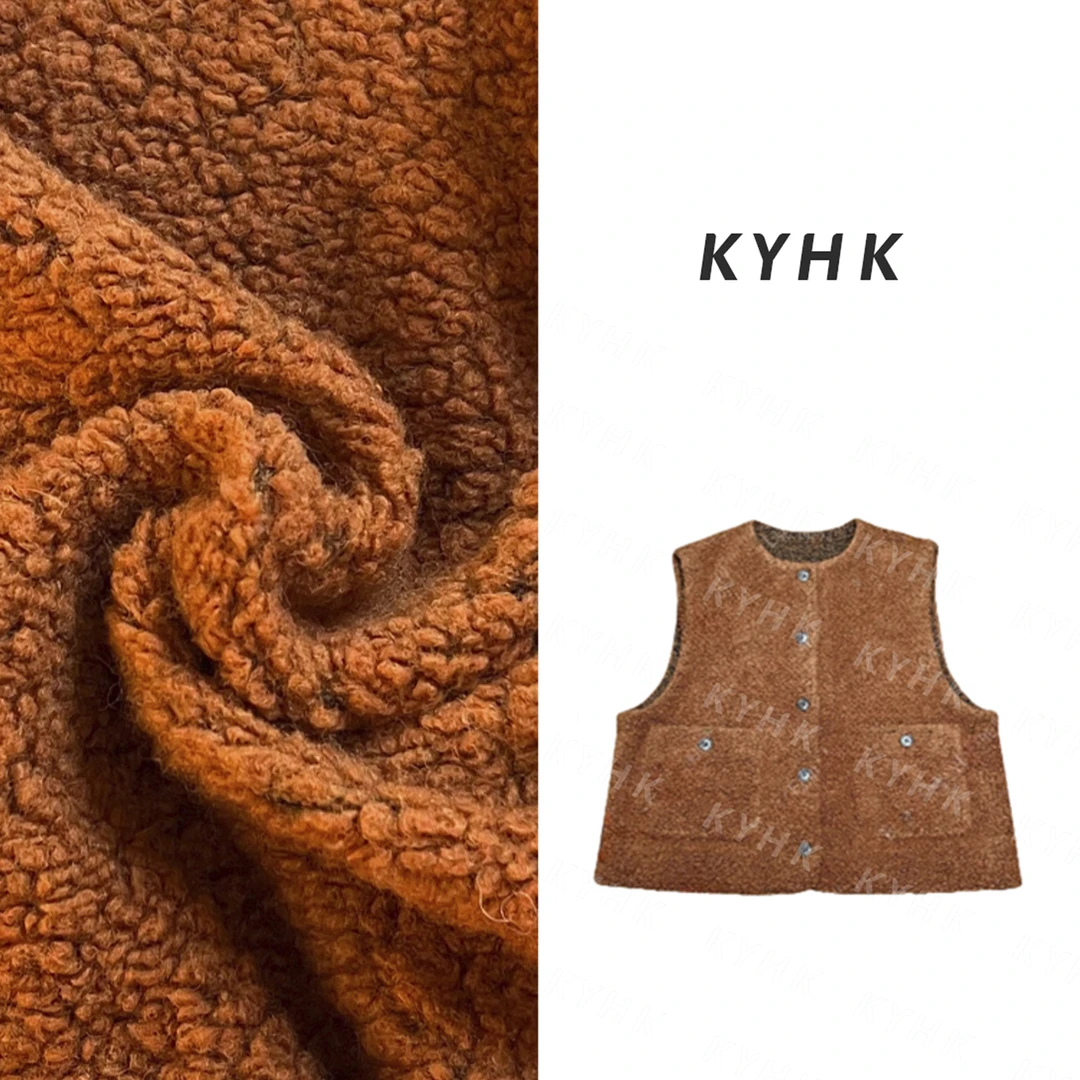 KYHK 复古立体圈圈混纺休闲无袖马甲2410120