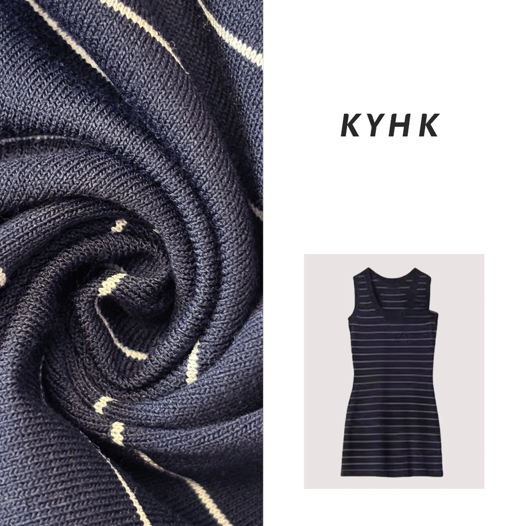 KYHK小众复古撞色横条纹连衣裙240510