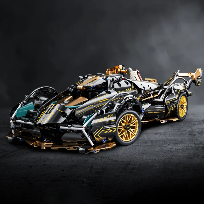 黑金电镀V12炫酷科技件积木超跑积木玩具C4C30