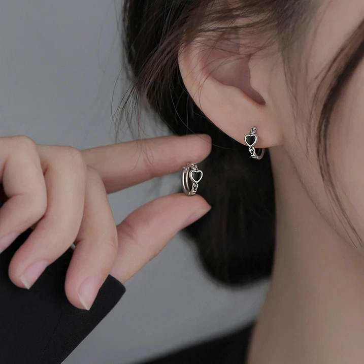 925银耳饰 爱心耳环925纯银轻奢耳钉女2024新款爆款耳扣耳饰