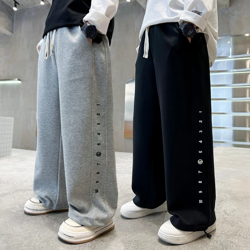 男童秋季运动裤2025新款韩版针织裤子春秋宽松阔腿裤儿童休闲卫裤