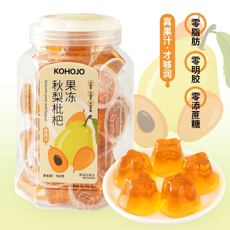 KOHOJO秋梨枇杷果冻760克/罐 清甜多汁清爽润喉