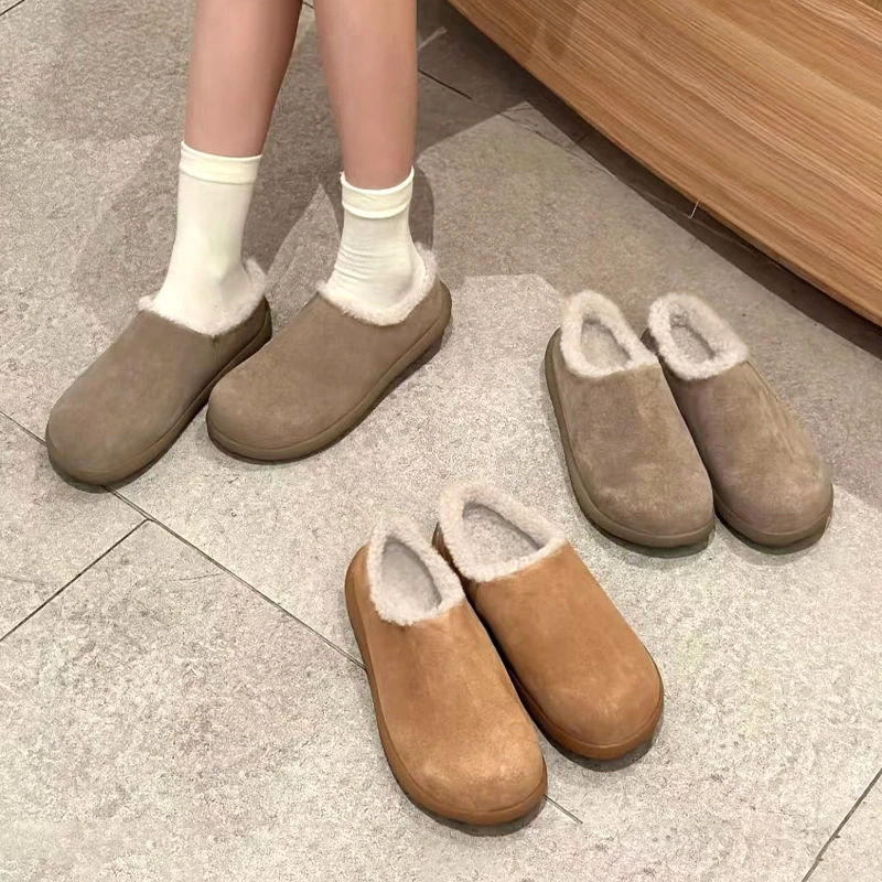 【集美专属】全包穆勒鞋加绒勃肯鞋厚底毛毛秋冬外穿一脚蹬保暖棉鞋