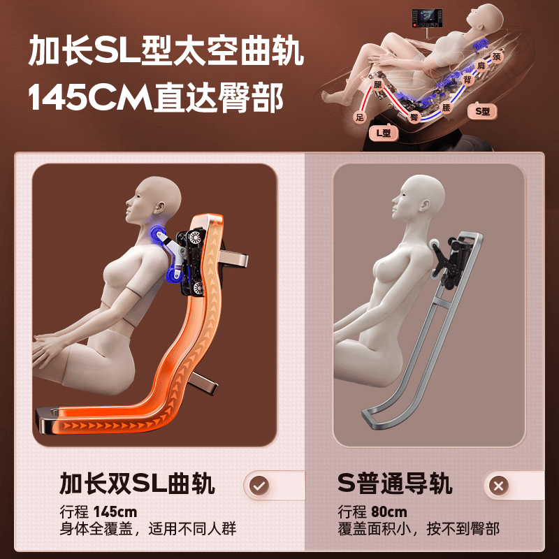 奥克斯豪华按摩椅家用全身双SL导轨多功能智能语音太空舱沙发