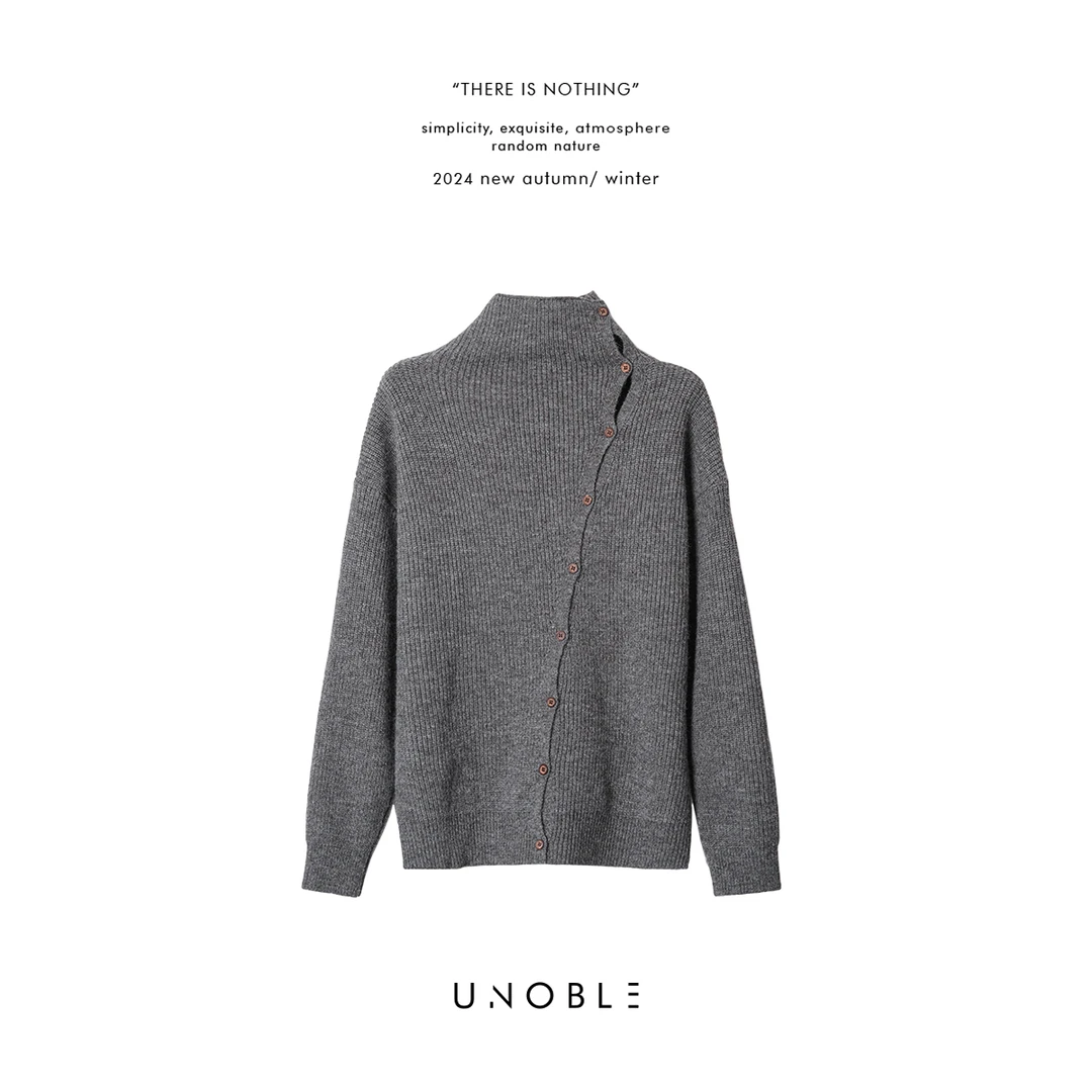 UNOBLE 2024F/W【斜扣高领羊毛衫】秋冬新款 设计款UNM24302309