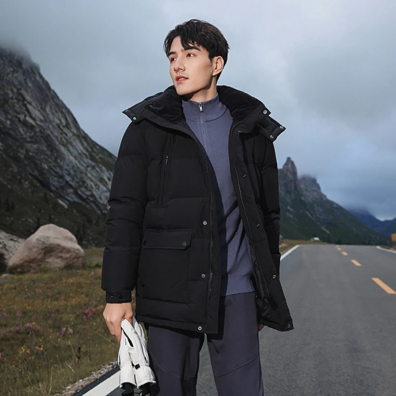 羽物出品羽绒服男2024新款冬季加厚宽松中长款保暖连帽外套