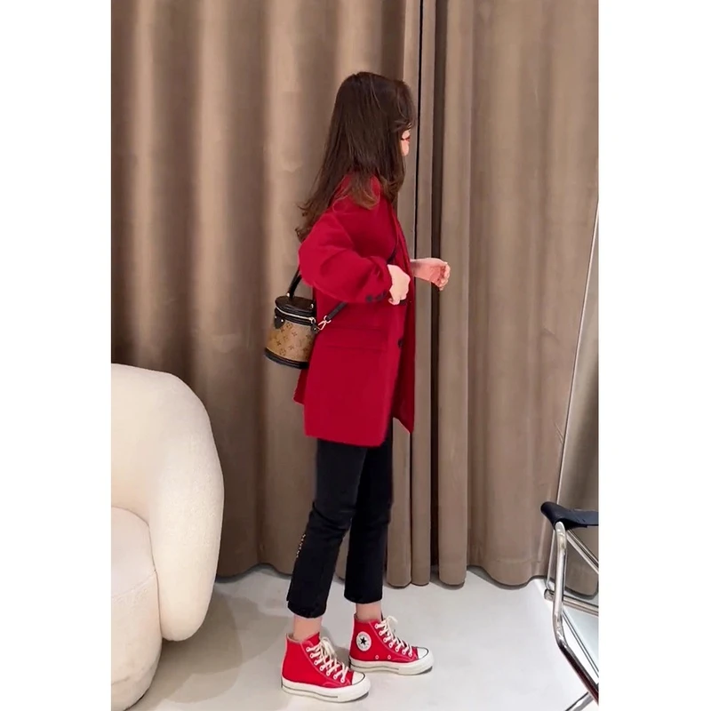 秋季新款小个子高级感超好看独特休闲减龄漂亮洋气红色西装外套女