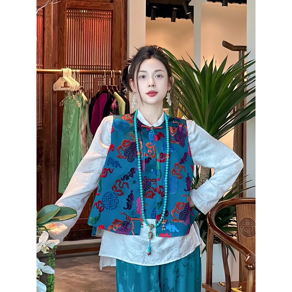 夏装新中式国风女装网红2025新款马甲衬衫三件套装减龄轻奢高级感