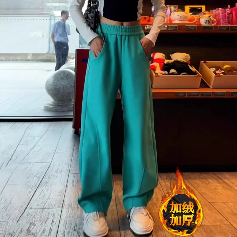 芯娇晴加绒加厚卫裤女2025春秋季新款爆款休闲哈伦弯刀镰刀直筒裤