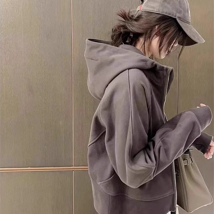 芯娇晴今年流行的漂亮小香风超好看灰色卫衣外套女春秋季2025新款