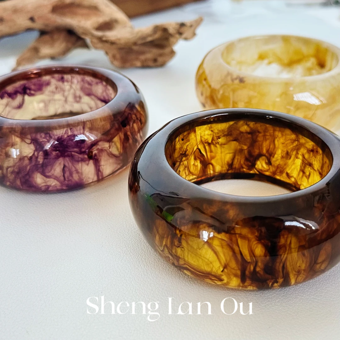 非金属树脂手镯 气质时尚复古冰透加宽大圆环手镯