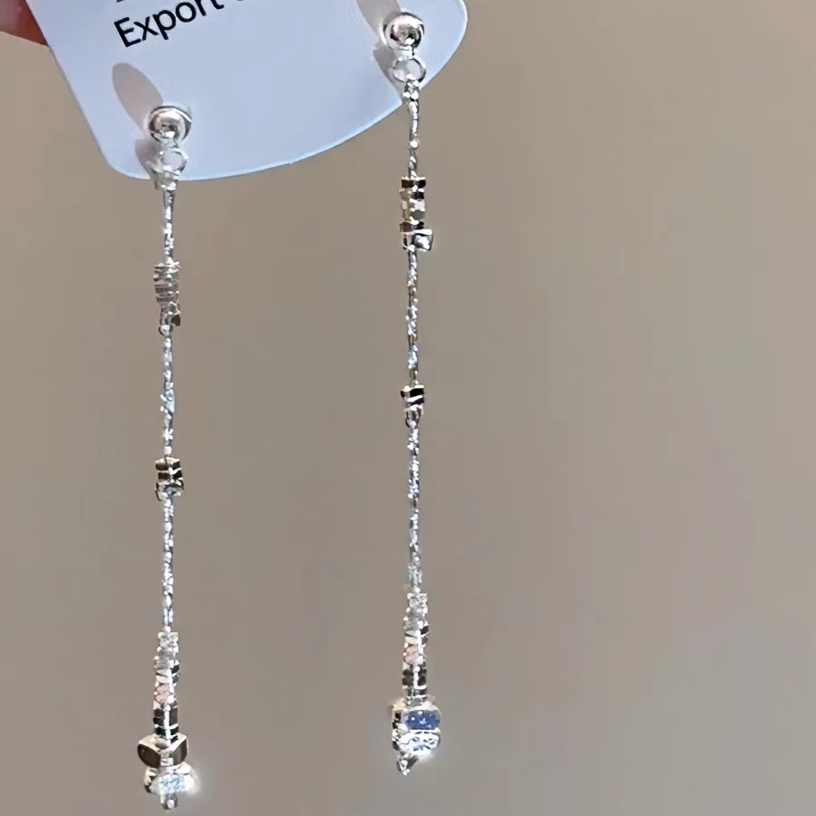 新中式碎银子长款流苏耳环女小众设计高级感耳钉2025新款爆款耳饰