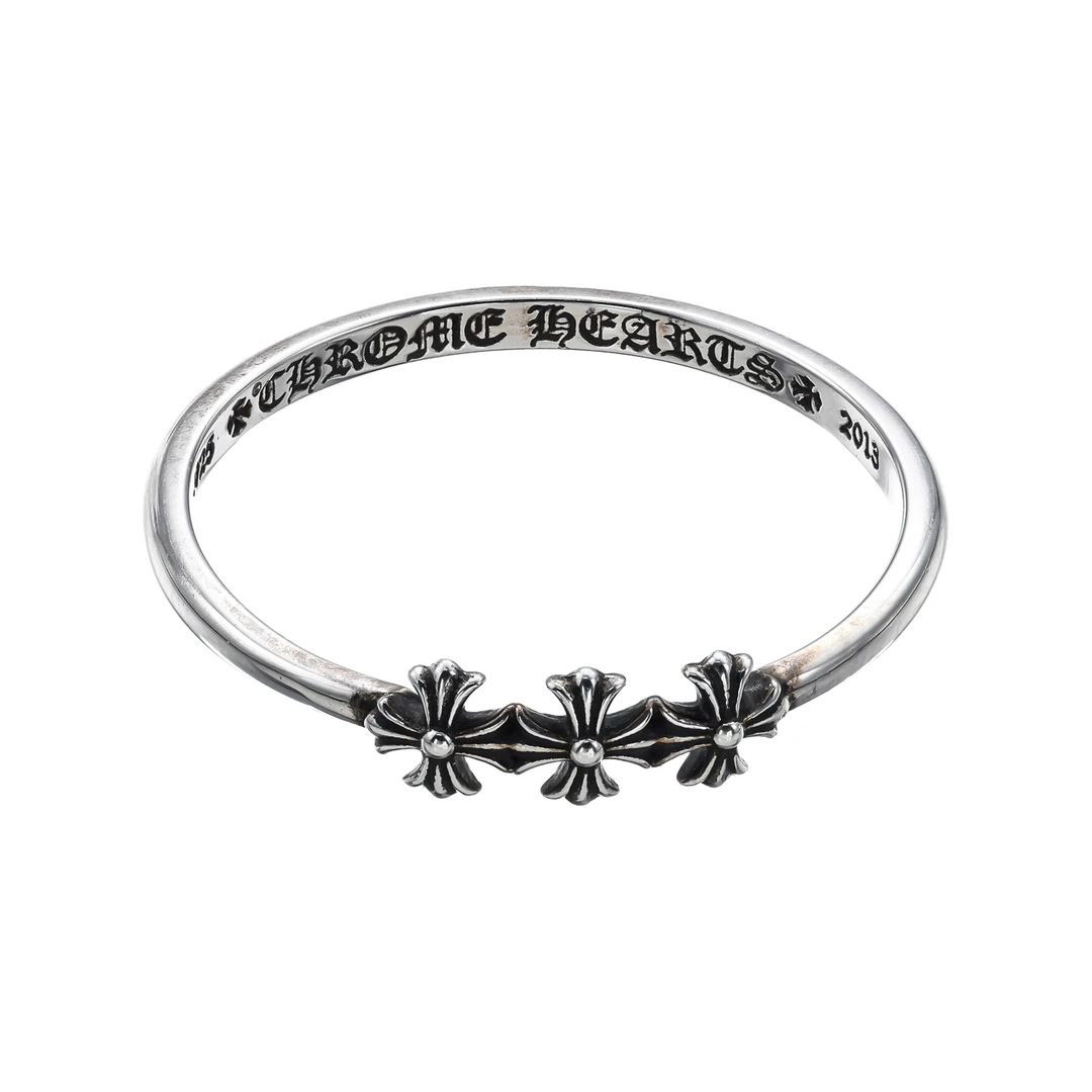 全新未使用 克罗心 Chrome Hearts BBG PLS三连十字花泡泡糖戒指