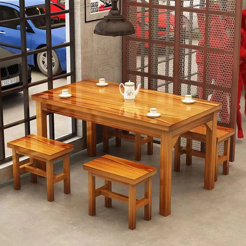 面馆实木小吃店桌椅长方形桌商用餐桌餐厅桌椅吃饭桌快餐店四方桌