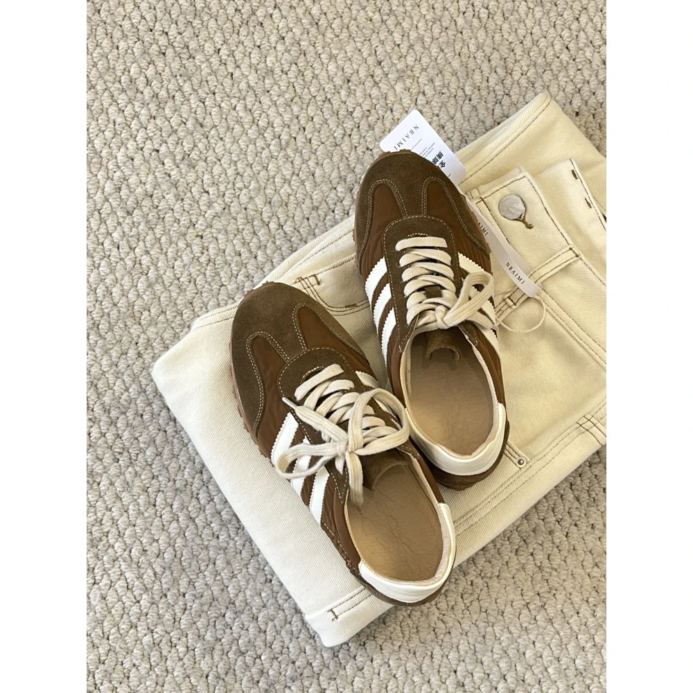 经典慢跑鞋*好品质反绒牛皮+羽绒布复古撞色时髦休闲鞋平底鞋