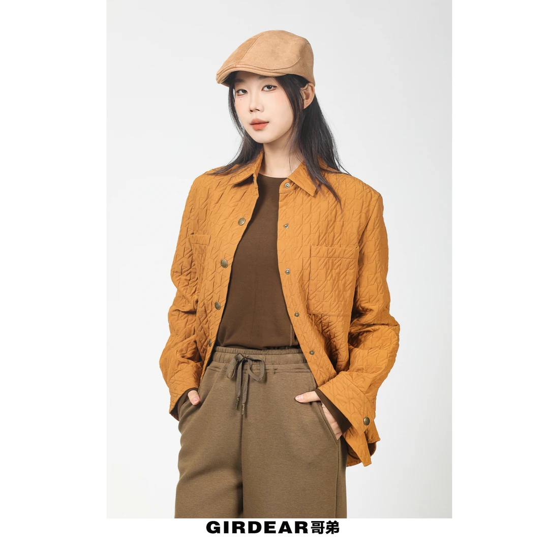 GIRDEAR/哥弟 1400458-3秋季新款舒适百搭休闲复古小香风格纹衬衫
