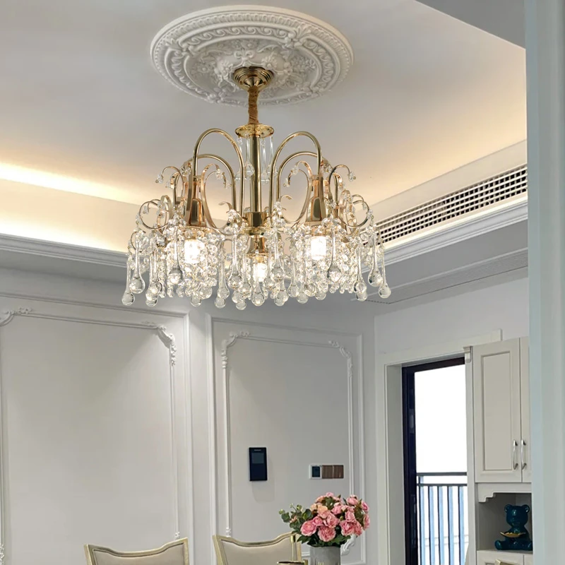 简欧式轻奢豪华金色客厅水晶吊灯美式餐厅大气别墅灯饰法式卧室灯
