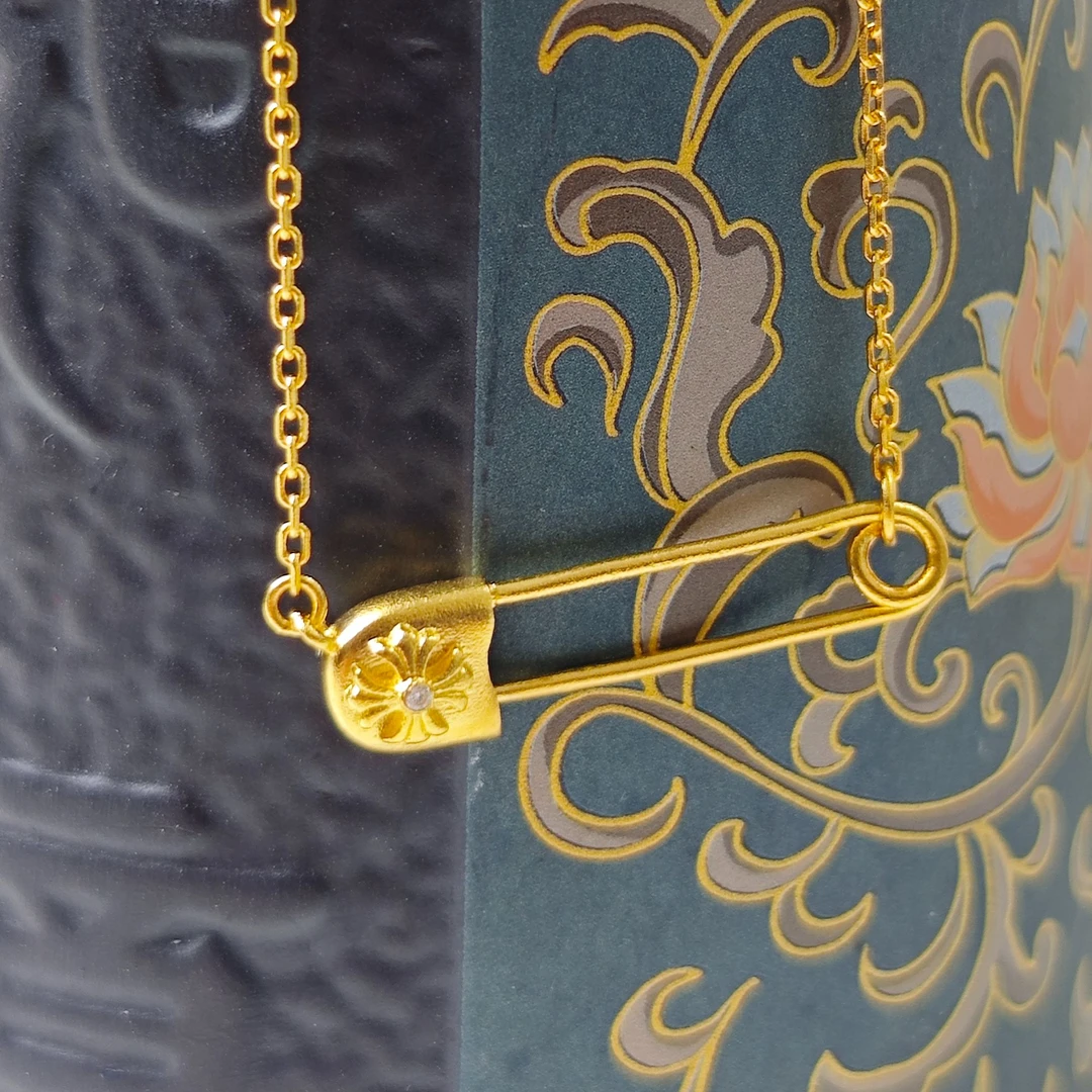 足金999 别针款项链