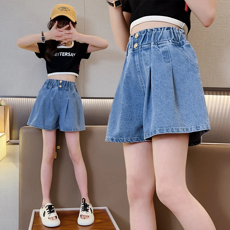 女童夏季短裤外穿2025新款牛仔裤高腰中大童洋气休闲女童牛仔短裤